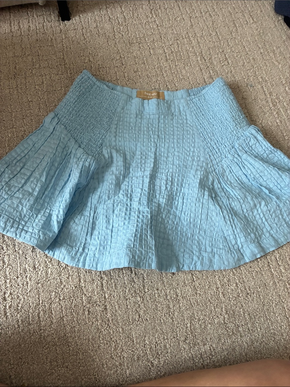 Free People Sky Blue Smocked Circle Skirt